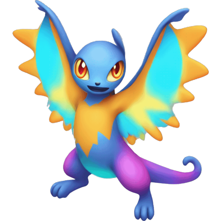 Colorful Neon Colors Flying Fakémon-Pokémon-Creature Full Body emoji