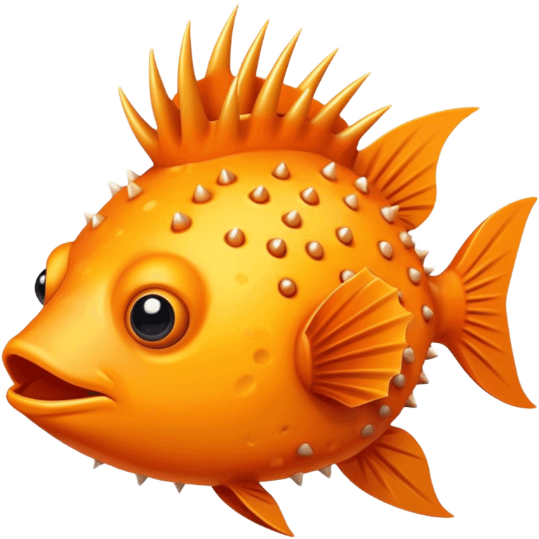 All Orange Blowfish with spikes emoji