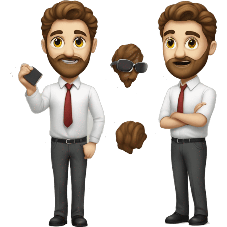 auditor-jovem de terno gravata vermelha barba baixinha olhos com de mel emoji