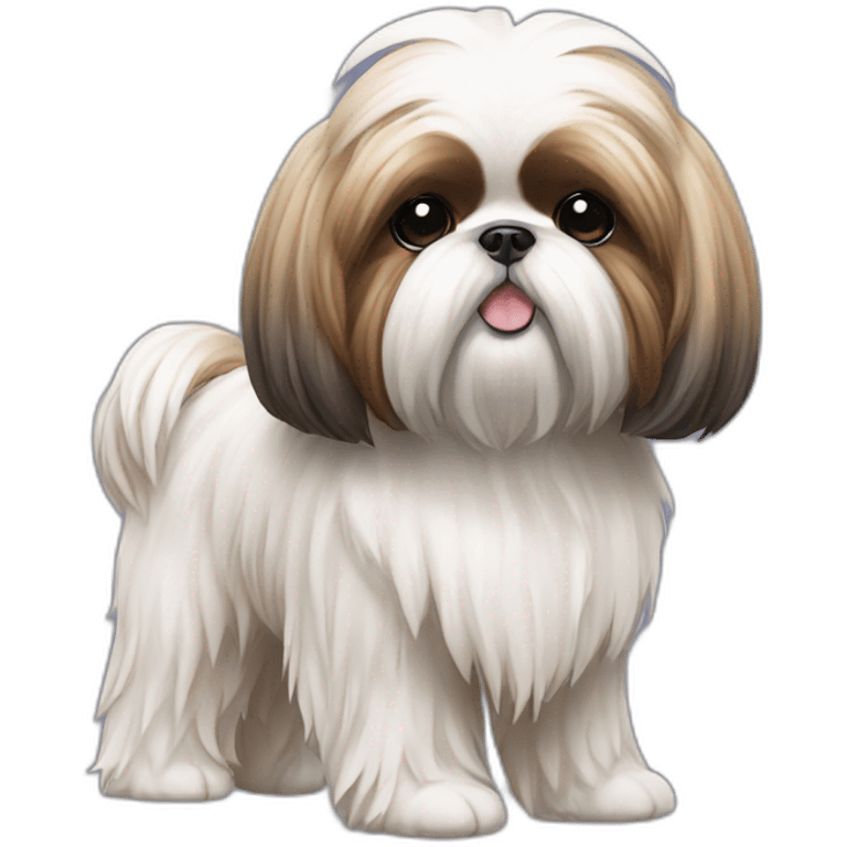 Dog Shih Tzu with long wool full-height stand up emoji