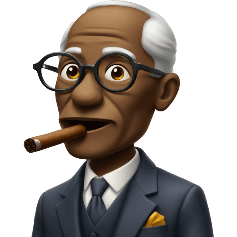 Old shimpanze with glasses! Completely bold smoking a cigar emoji