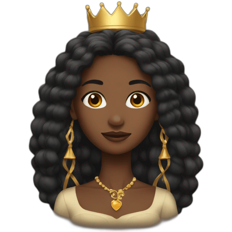 Crown black women with long hair emoji