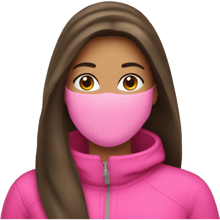 Brunette girl wearing pink ski mask emoji