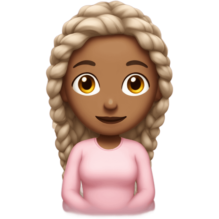 spanish yoga girl light pink clothes and with the hair in a braid  emoji