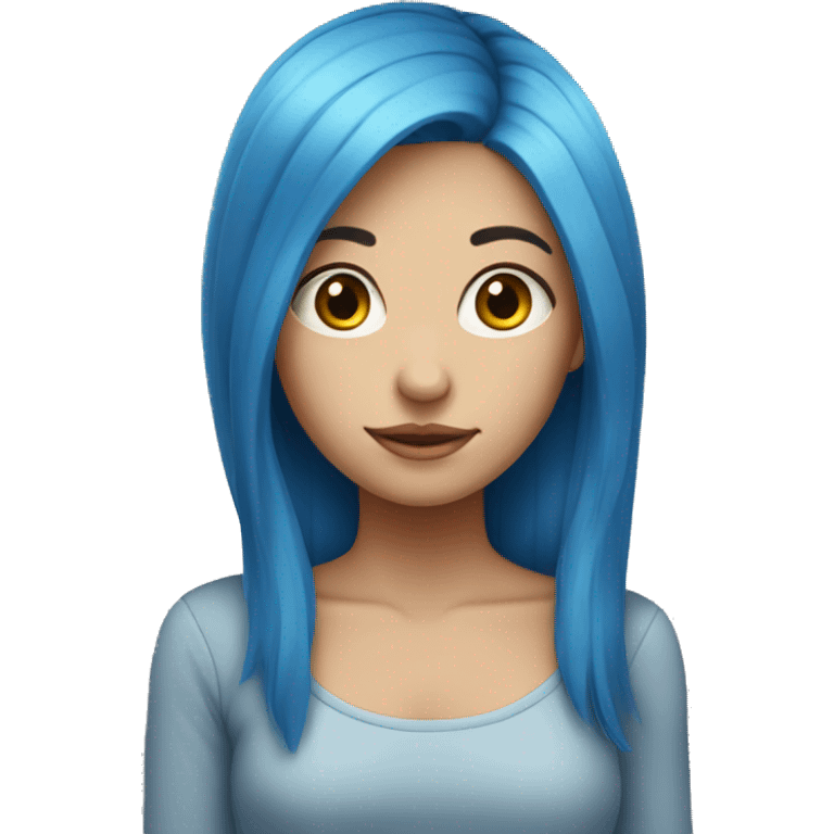 blue hair girl, without face emoji