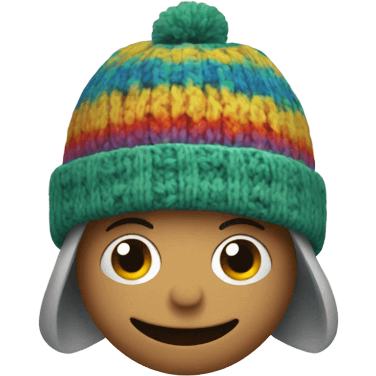 A square in a knitted hat emoji