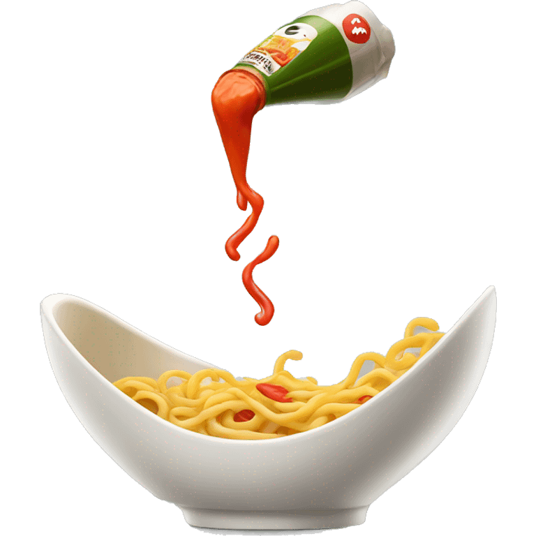 Hot sauce pouring into noodles emoji