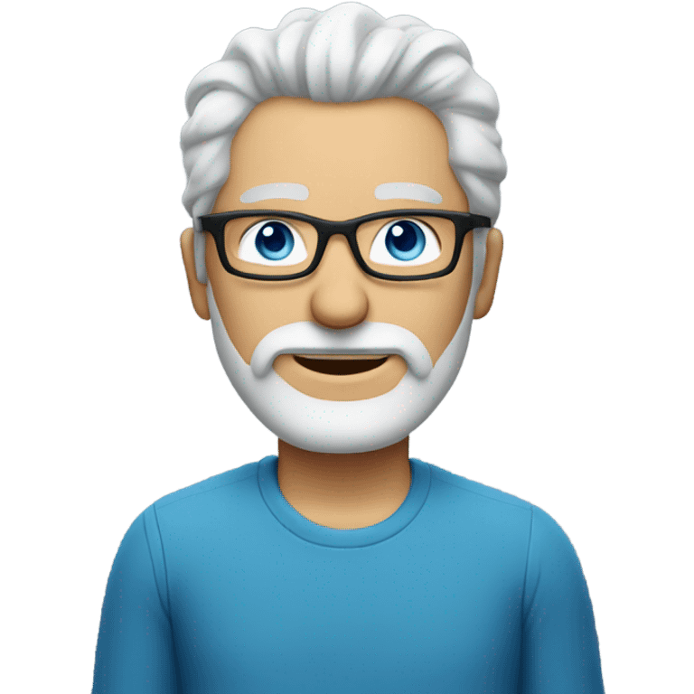 Middle aged man with blue eyes and glasses and salt and pepper hair and beard  emoji