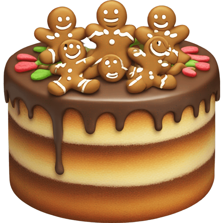 cake with gingerbread men on top emoji