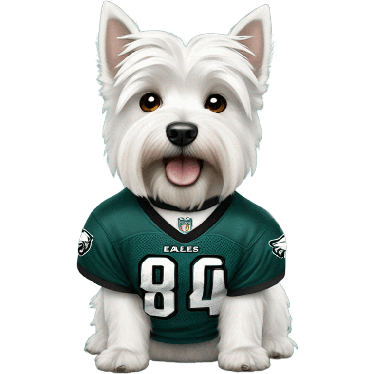 Westie wearing a Philadelphia eagles jersey emoji