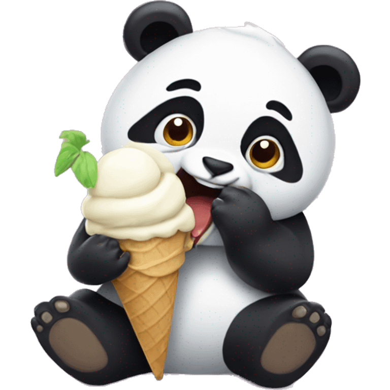 Panda eating ice cream emoji