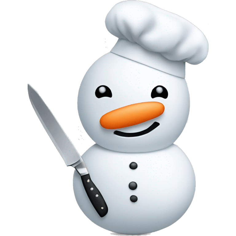 snowman with chefs hat and kitchen knife emoji