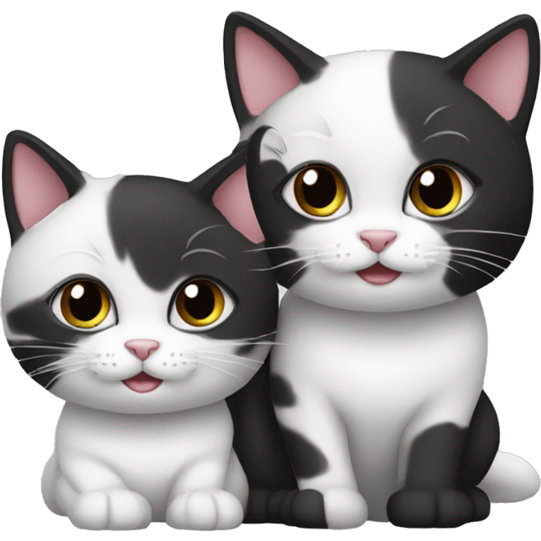 two cat black and white emoji