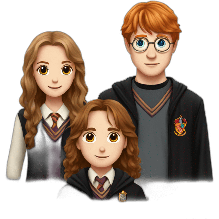 harry potter with hermoine granger and ron weasley emoji