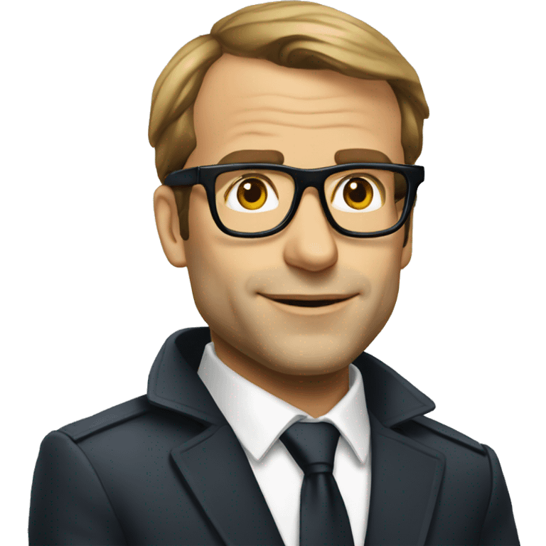 Macron with escalator glasses emoji