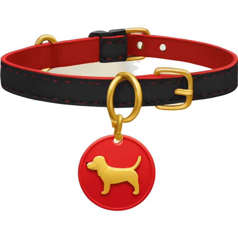 Red dog collar with a golden tag emoji