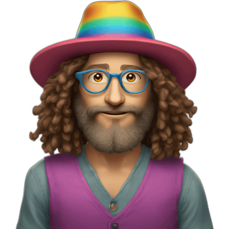 Ben goertzel with a colorful hat and circle glasses emoji