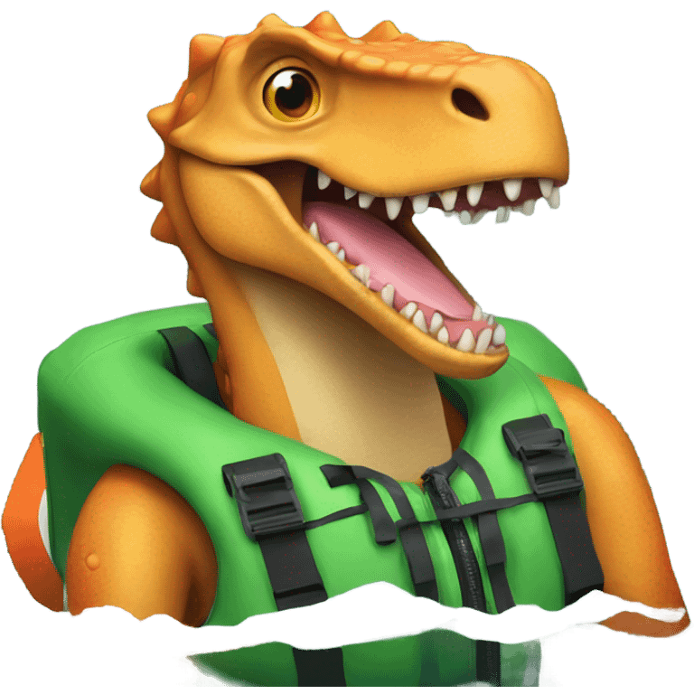 Dinosaur with a life jacket emoji