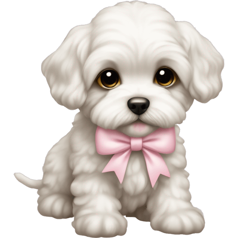 schichon puppy with pale pink bow emoji