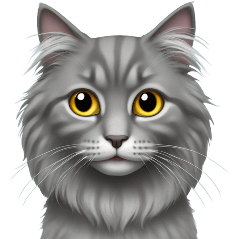 gray longhaired fold cat emoji