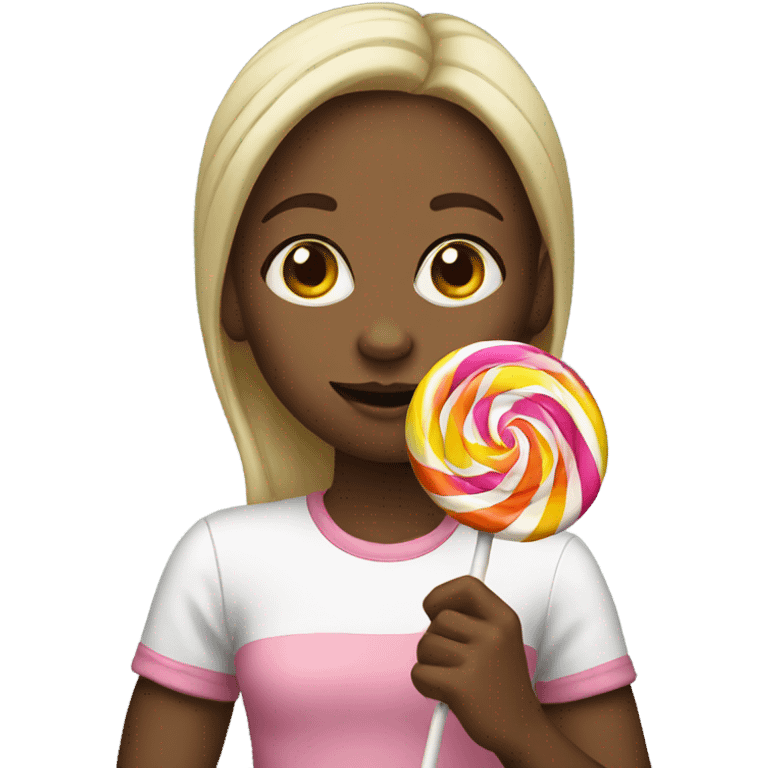 Girl eating lollipop emoji