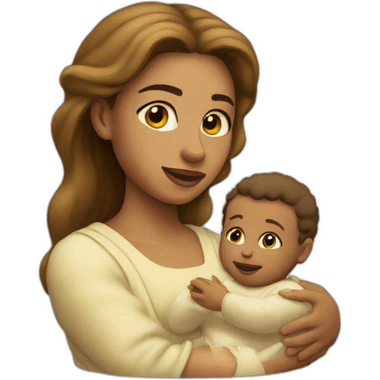 Light skin Mary with light skin baby Jesus emoji