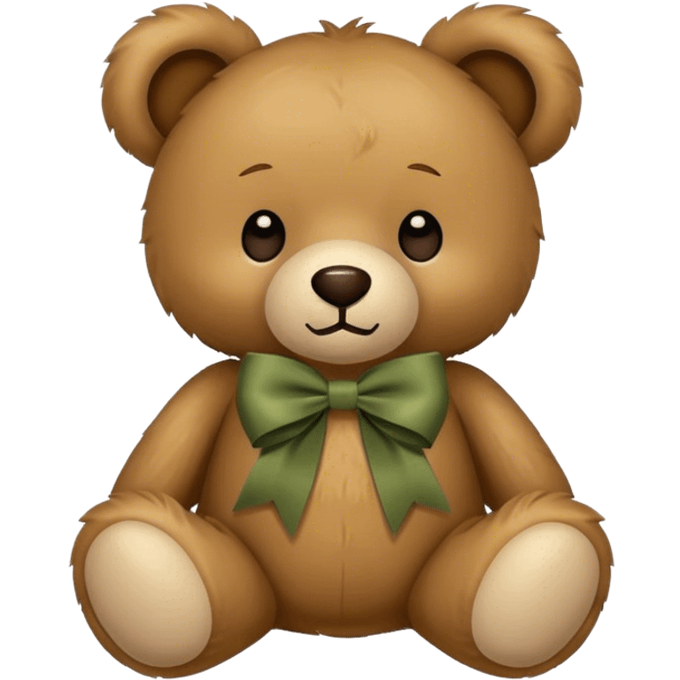 Teddy bear with khaki green bow emoji