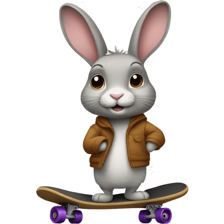 rabbit with uggs on a skateboard emoji