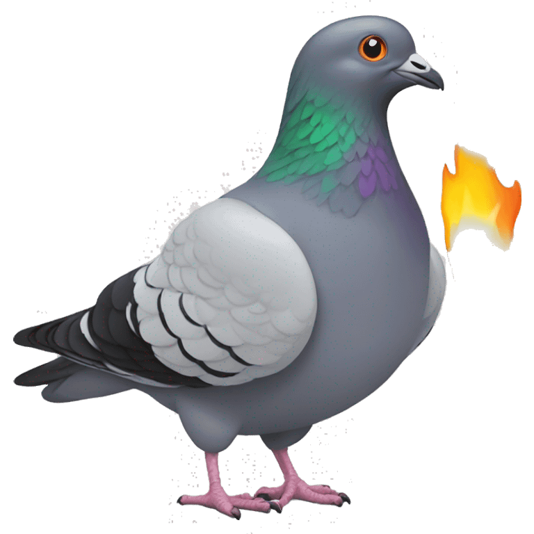 pigeon trying to create a fire emoji