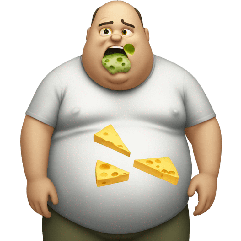 fat man eating moldy cheese emoji