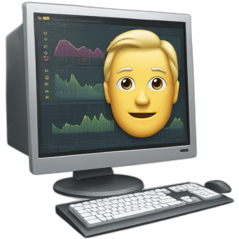 trader man computer with chart on screen emoji