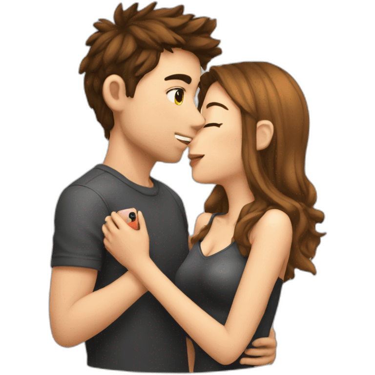 Gamer boy kiss girlfriend emoji