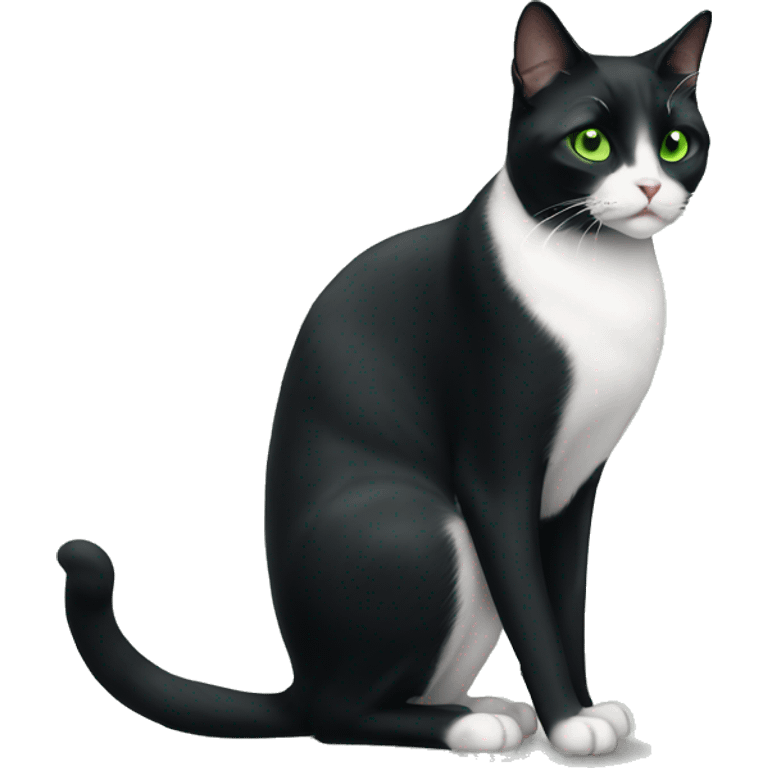 tuxedo cat with green eyes emoji