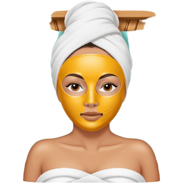 Lady with face mask spa beauty full face relaxing emoji