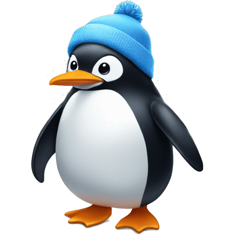 Penguin wearing blue winter hat emoji