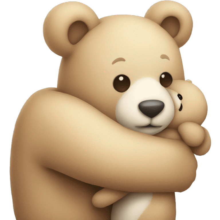 stuffed bunny and bear hugging emoji