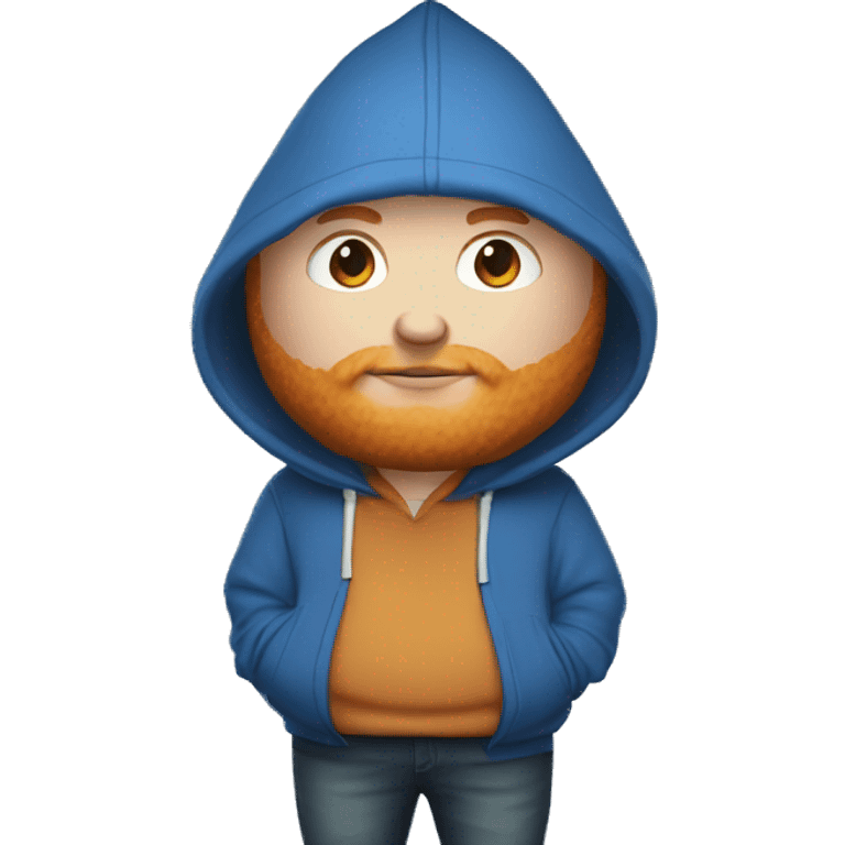 fat, ginger streamer named caseoh wearing a blue  full bodyhoodie emoji emoji