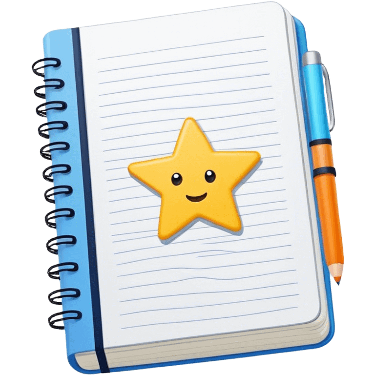 Create an emoji representing fanfiction writing. The design should feature an open notebook or digital device with visible text, symbolizing the creative process of writing fanfiction. Add a subtle reference to popular fictional characters or universes (like a small star, heart, or magical item) to indicate the fan aspect. Use a playful, imaginative color palette, blending vibrant tones with soft neutrals. Do not include any emojis or smiley faces. Make the background transparent. emoji