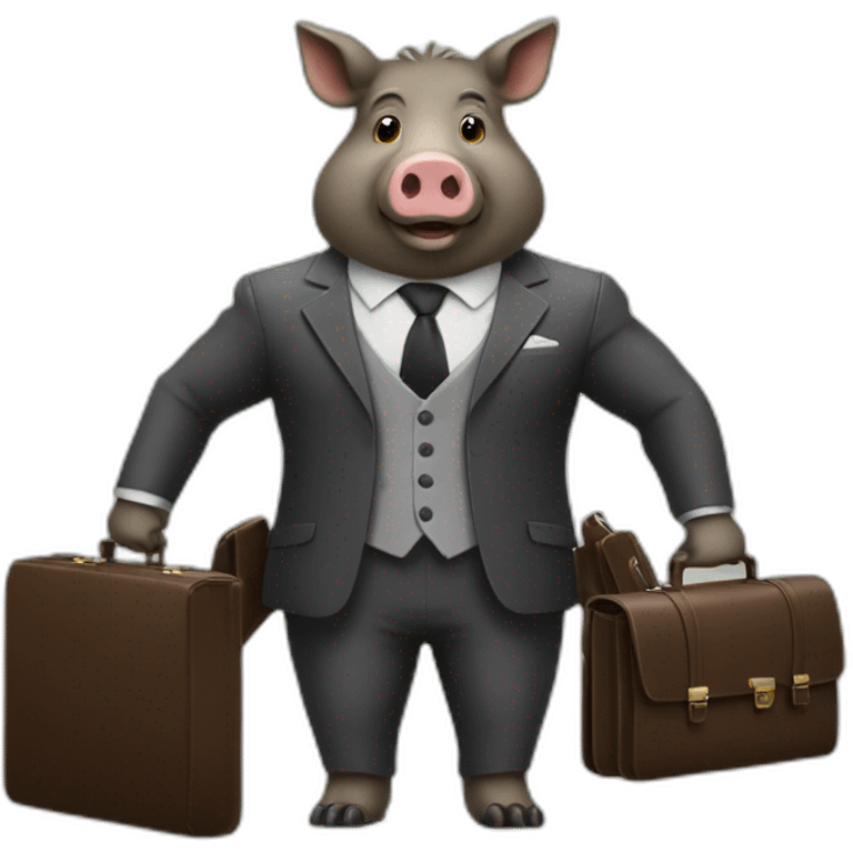 a business boar in a suit with a briefcase emoji