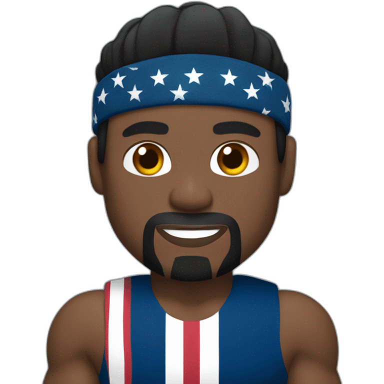 Terry crews muscular with long straight black hair and flag headband emoji