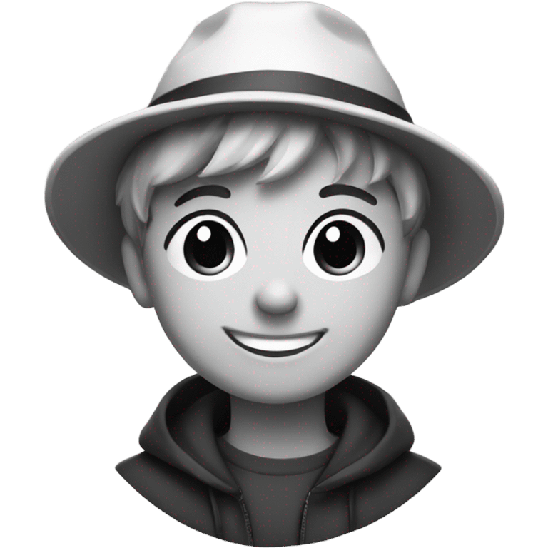 smiling boy in monochrome hat emoji