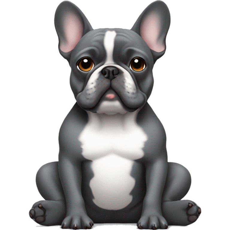 dark gray french bulldog meditating emoji