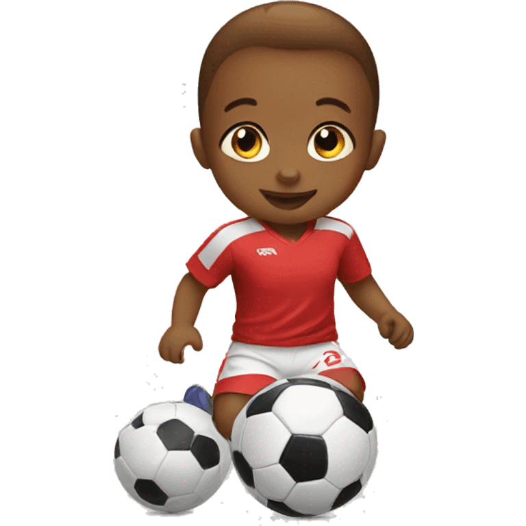 Baby plays soccer emoji