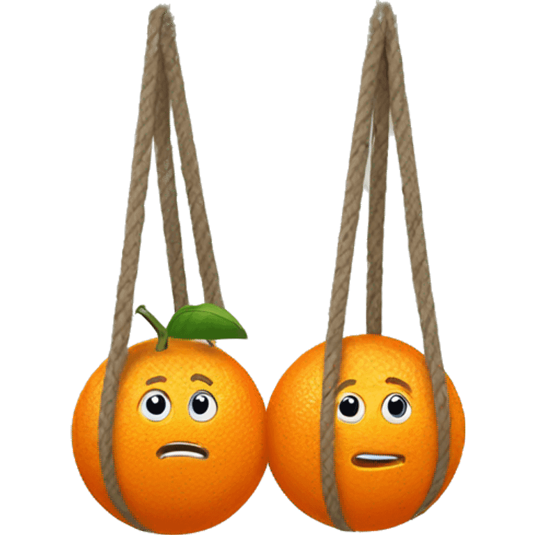 Two oranges hanging in a sling emoji