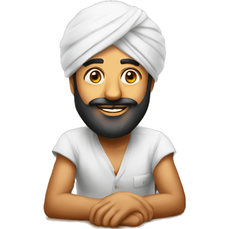 Sardar wearing turban guy sit on desk emoji