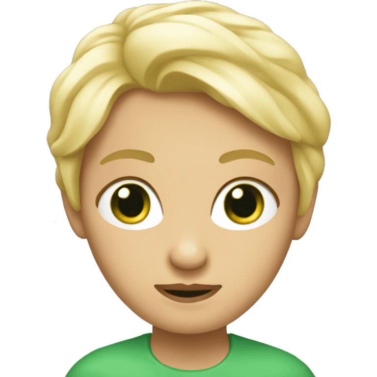 un adolecent blond avec des yeux vert emoji