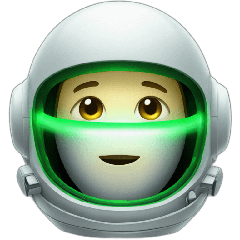 astronaut with helmet and no face with two green lights like eyes emoji