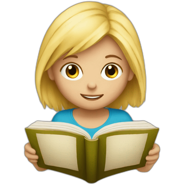 a blonde kid reading a book emoji