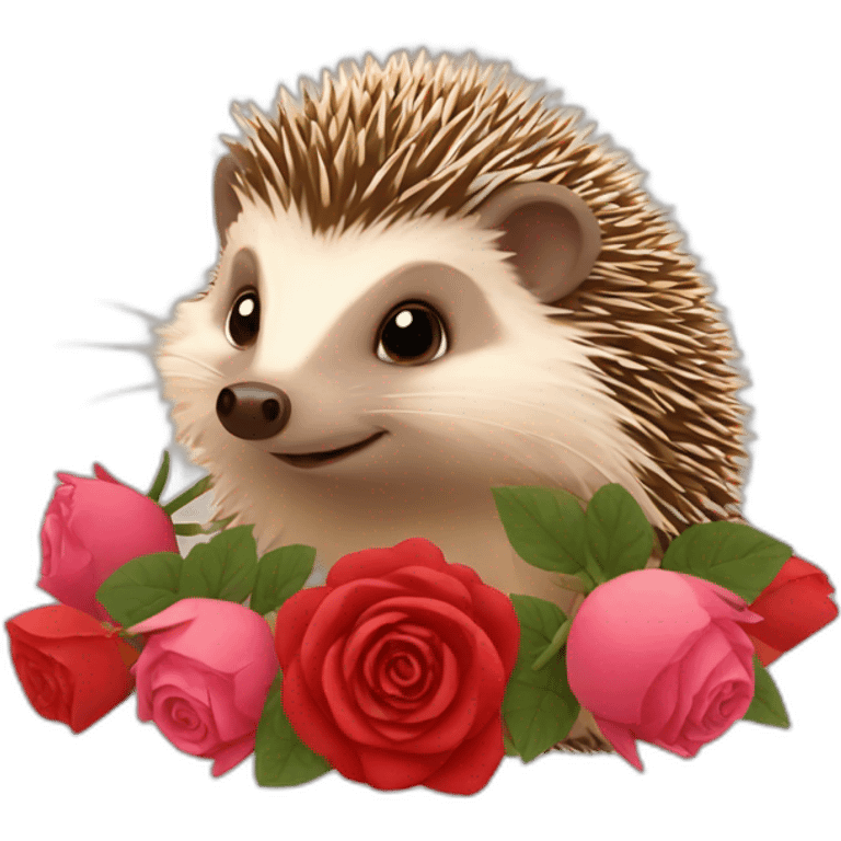 hedgehog with roses emoji