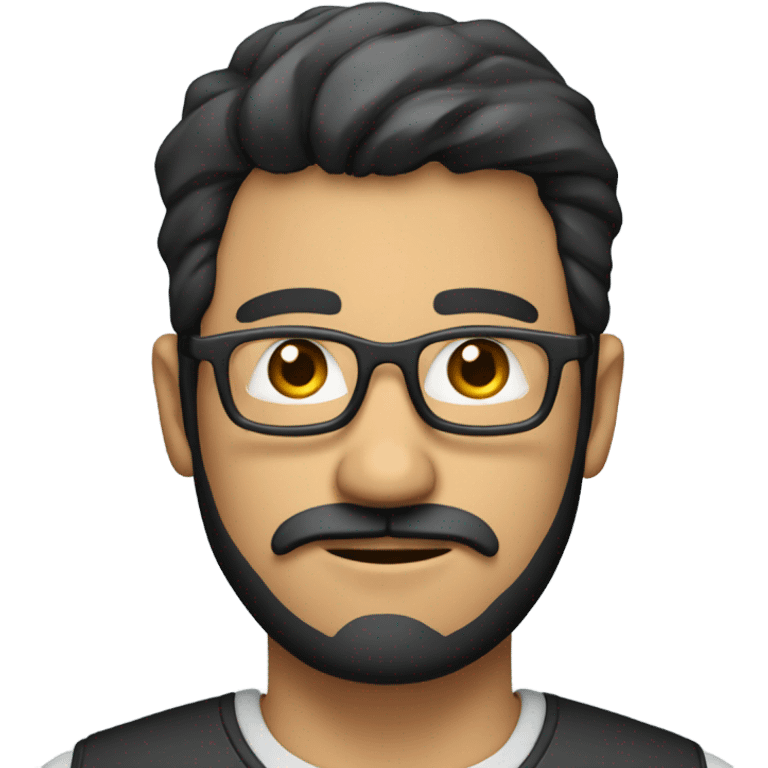 a man who is a software engeneer, with square glasses  a black hair and a light beard emoji